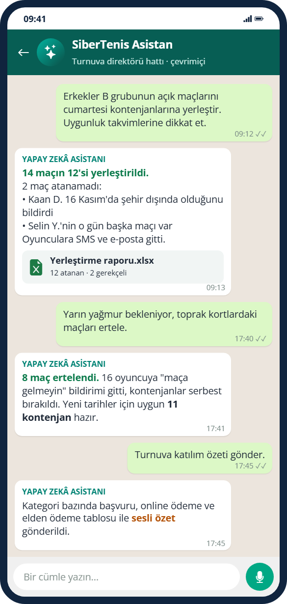 Direktörün Siber Zeka ile WhatsApp yazışması (örnek)